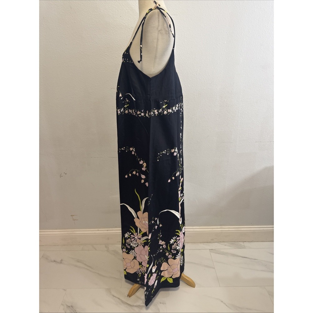 Vtg‎ Dutchess Individually Yours Maxi Dress M Black Floral Babydoll Cottagecore - Picture 4 of 14